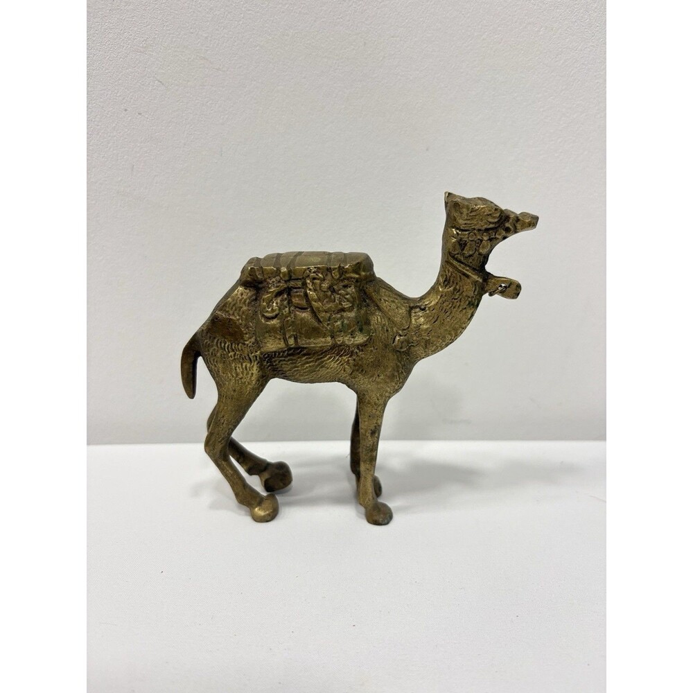 Solid Brass Camel Figurine MCM Nativity Animal Figure Decor Vintage